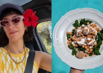 Joana Barrios mostra sugestão de almoço com almôndegas de frango e molho de feta